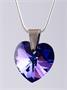 Necklace, heart, with deep purple SWAROVSKI® crystal, 18mm, ART CRYSTELLA®